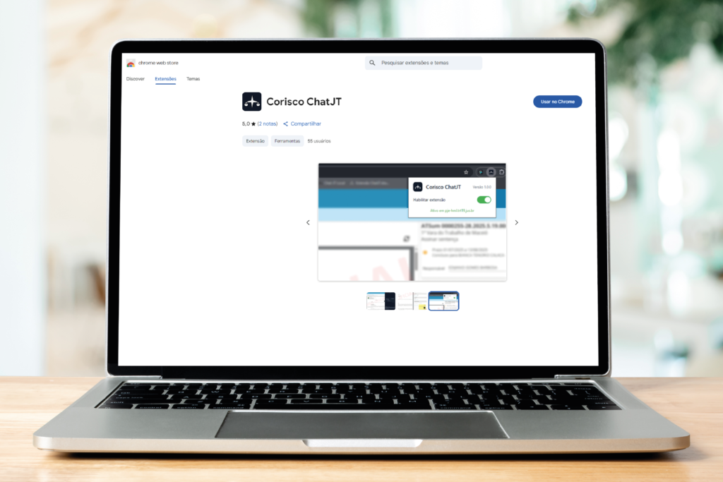 Ilustralçao de notebook com print da tela para baixar a extensão.