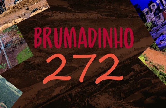 Brumadinho 272: série de vídeos aborda a atuação da Justiça do Trabalho para o acordo de reparação - CSJT2 7 Fundo em lama e algumas fotos dos desastre. Ao meio está escrito Brumadinho 272